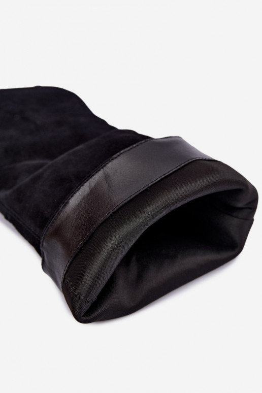Stivali alti slip-on in suede sintetico con tacco neri Pamelisse