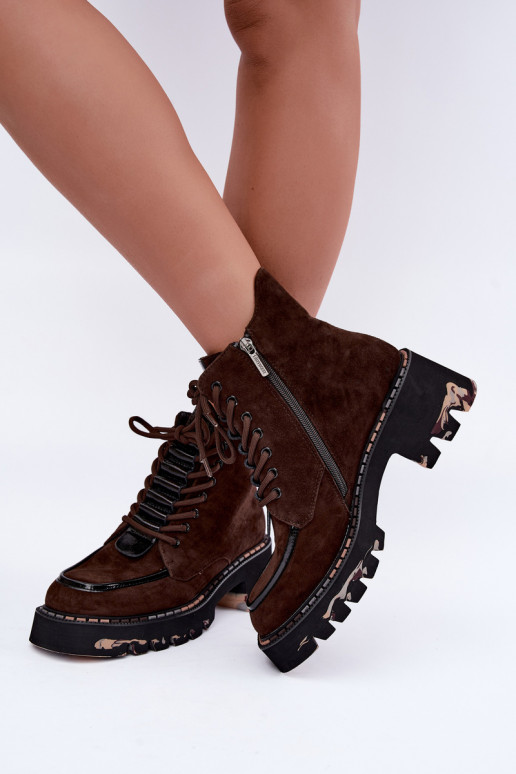 Stivaletti isolati in suede sintetico color cioccolato Artiker 59C0272