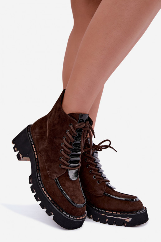 Stivaletti isolati in suede sintetico color cioccolato Artiker 59C0272