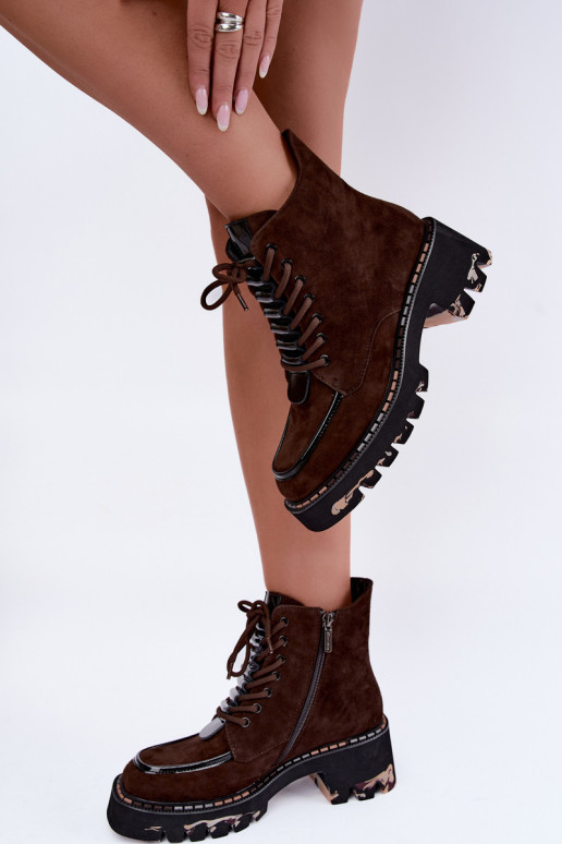 Stivaletti isolati in suede sintetico color cioccolato Artiker 59C0272