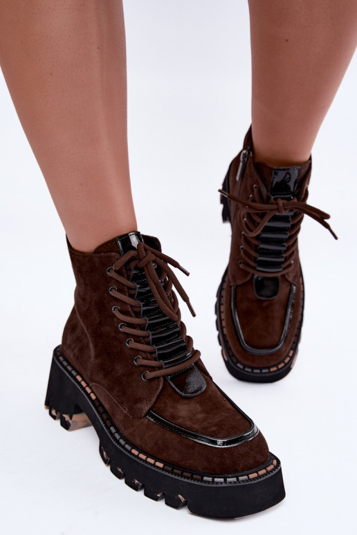 Stivaletti isolati in suede sintetico color cioccolato Artiker 59C0272