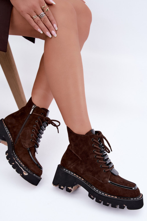 Stivaletti isolati in suede sintetico color cioccolato Artiker 59C0272