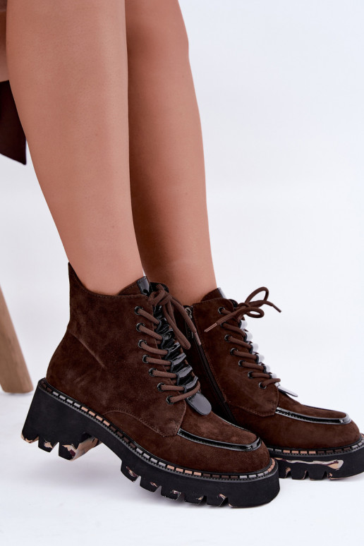 Stivaletti isolati in suede sintetico color cioccolato Artiker 59C0272