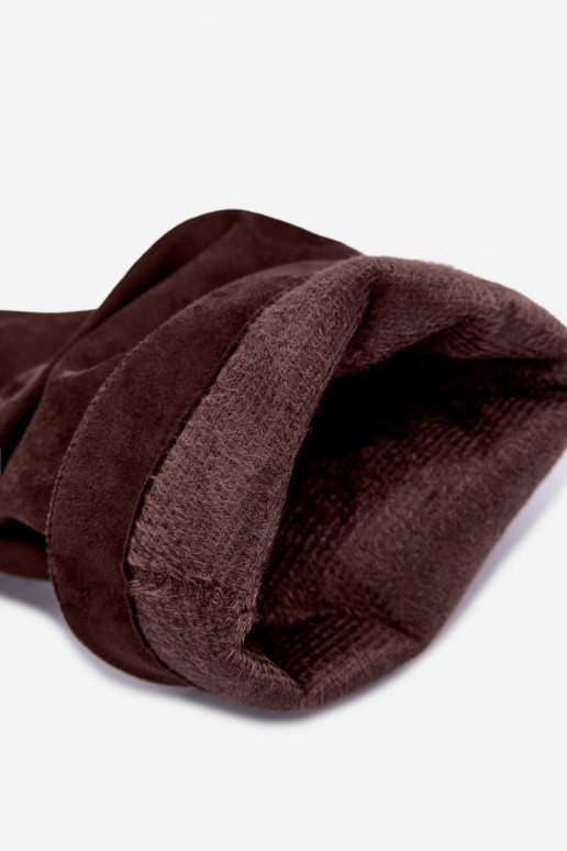 stivaletti slip-on stropicciati e caldi con tacco sottile in colore cioccolato Greselle