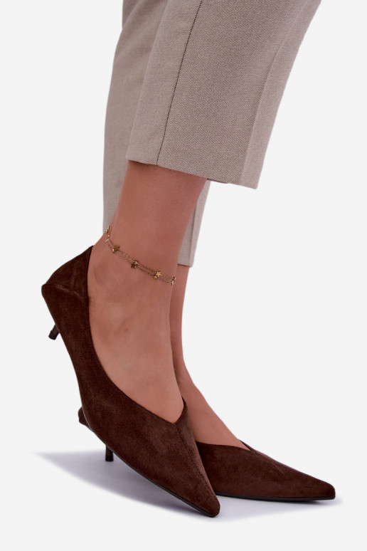 scarpe con tacco basso in colore cioccolato Joresta