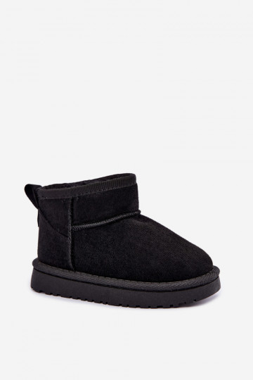 Stivali da neve neri per bambini isolati con pelliccia all'interno Mireya