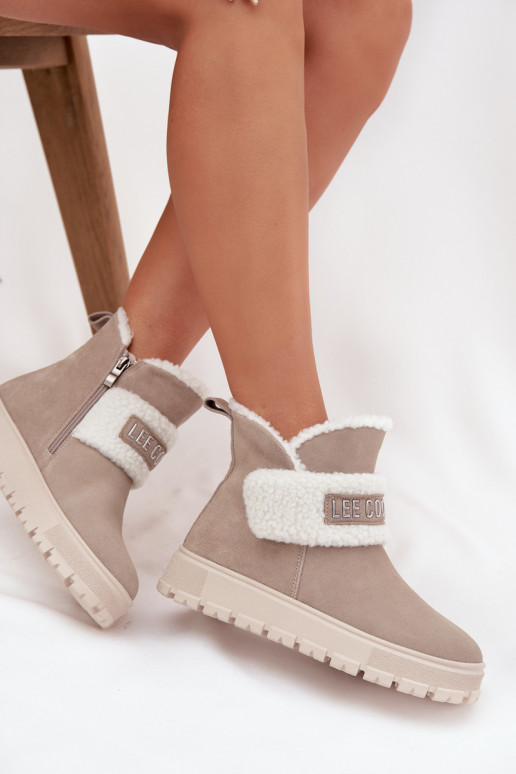 Stivaletti grigi da donna isolati in suede sintetico Lee Cooper LCJ-25-01-3739