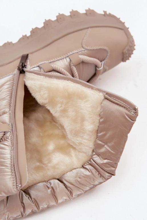 Stivali da neve beige e oro con piattaforma Lee Cooper LCJ-25-12-3663