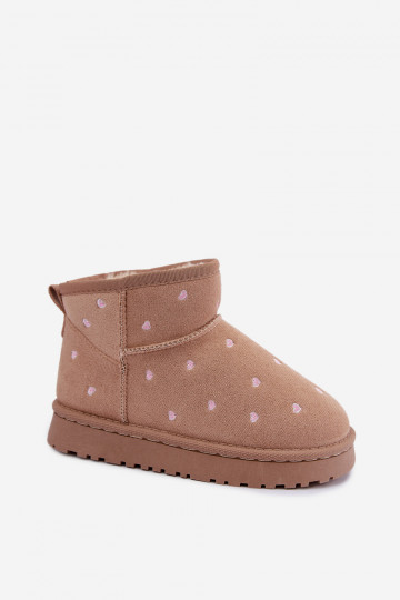 Stivali da neve per bambini con cuori color sabbia Gracina