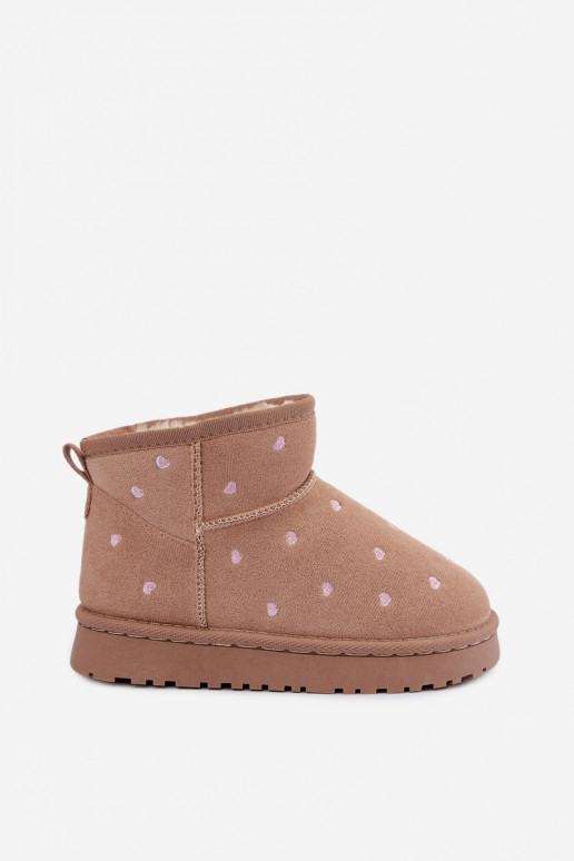 Stivali da neve per bambini con cuori color sabbia Gracina
