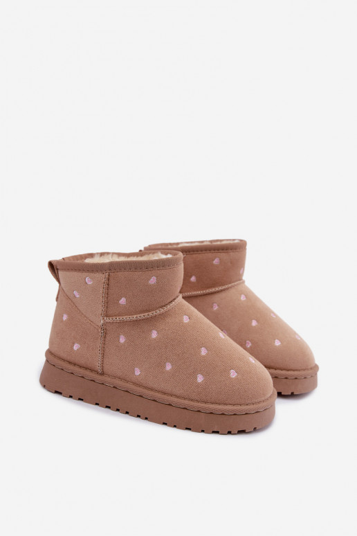 Stivali da neve per bambini con cuori color sabbia Gracina