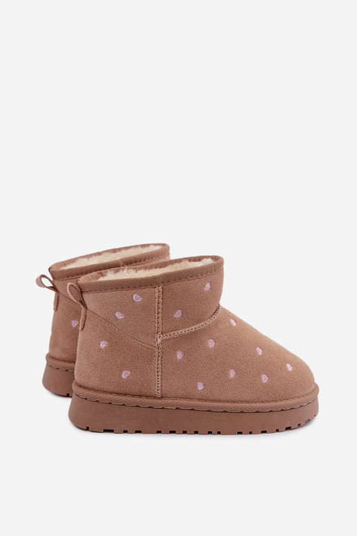 Stivali da neve per bambini con cuori color sabbia Gracina