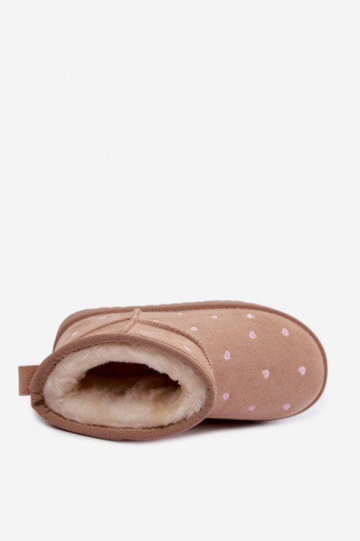 Stivali da neve per bambini con cuori color sabbia Gracina