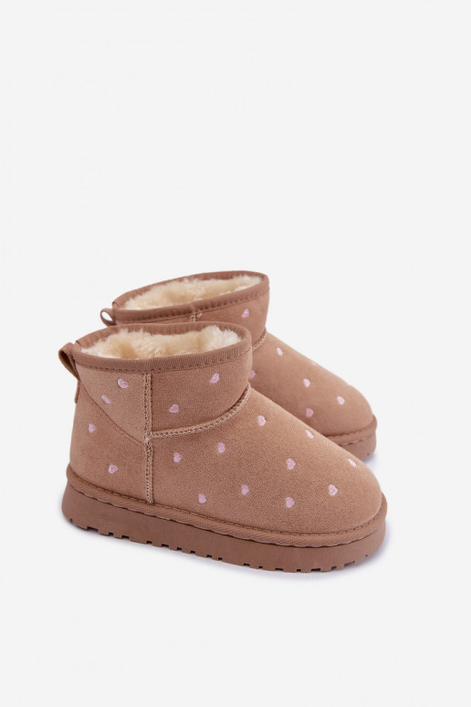 Stivali da neve per bambini con cuori color sabbia Gracina