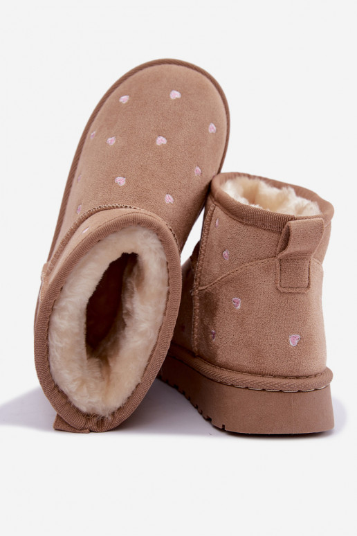 Stivali da neve per bambini con cuori color sabbia Gracina