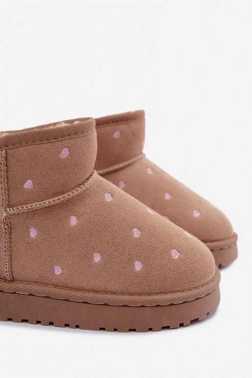 Stivali da neve per bambini con cuori color sabbia Gracina