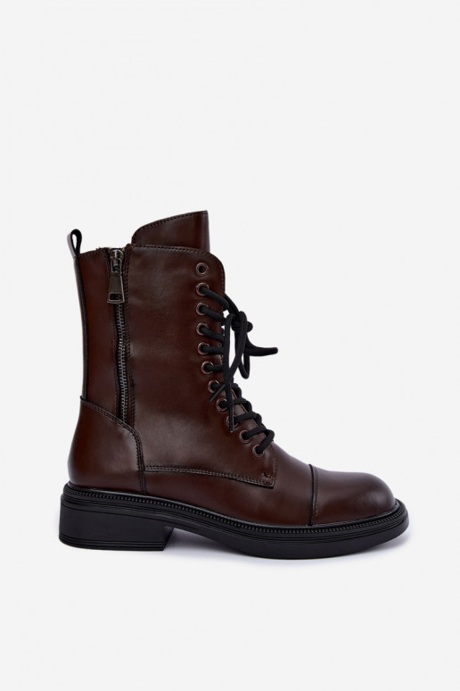 stivaletti isolati in ecopelle color cioccolato Vinceza 86443
