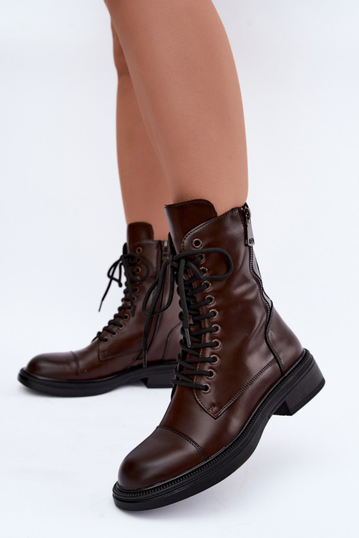 stivaletti isolati in ecopelle color cioccolato Vinceza 86443