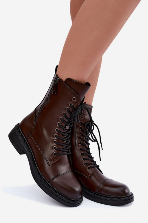 stivaletti isolati in ecopelle color cioccolato Vinceza 86443