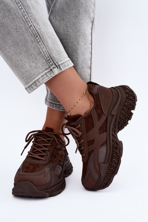 Sneakers con decorazione color cioccolato Amselle
