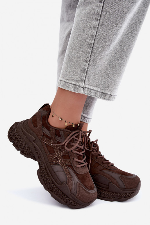 Sneakers con decorazione color cioccolato Amselle