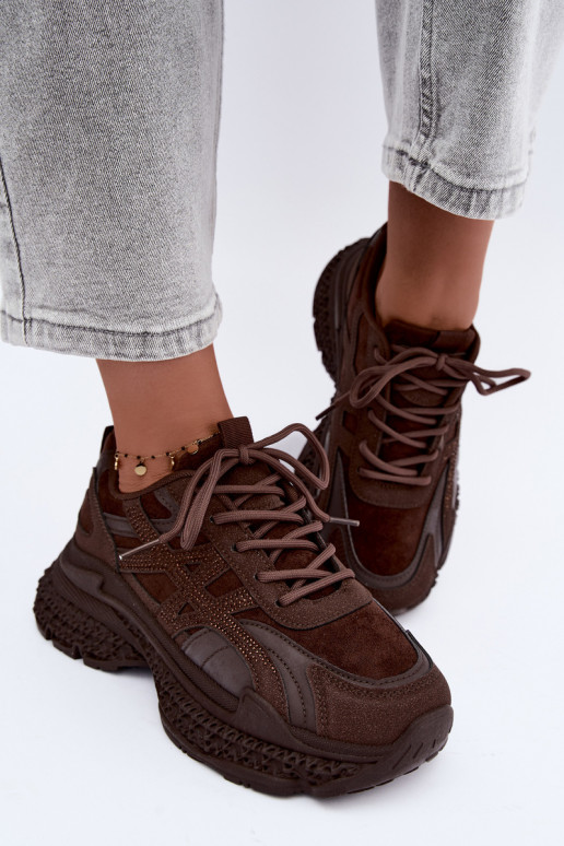 Sneakers con decorazione color cioccolato Amselle