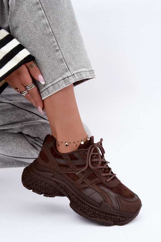 Sneakers con decorazione color cioccolato Amselle