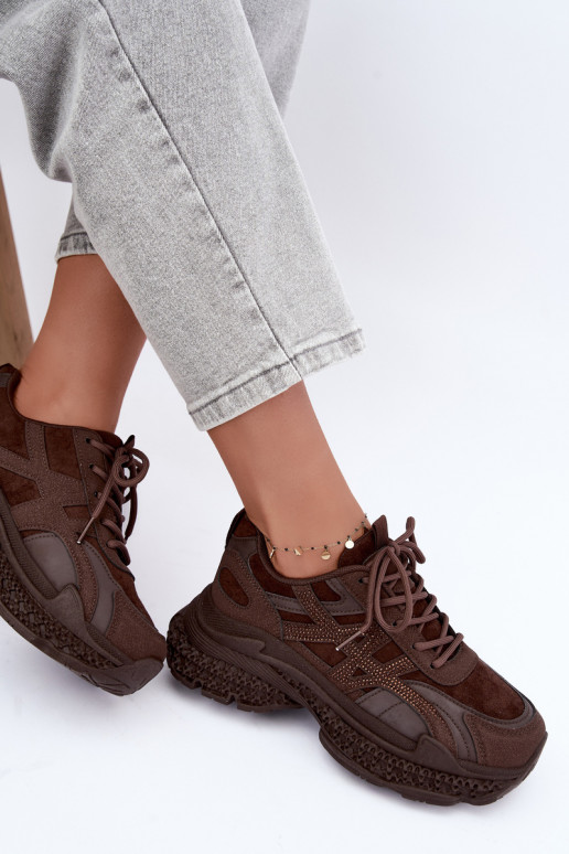 Sneakers con decorazione color cioccolato Amselle