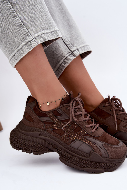 Sneakers con decorazione color cioccolato Amselle
