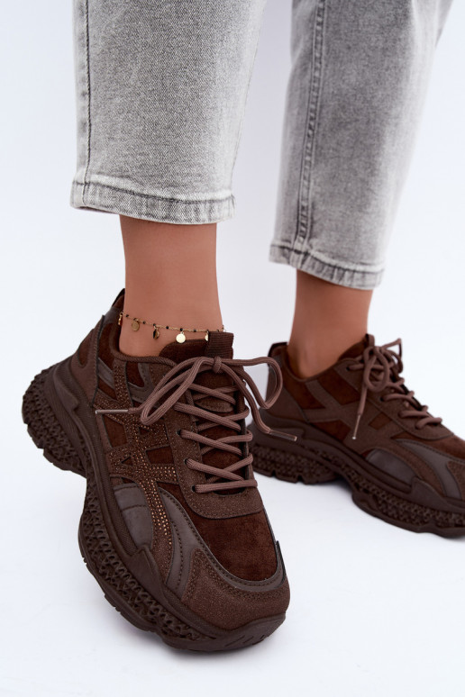 Sneakers con decorazione color cioccolato Amselle