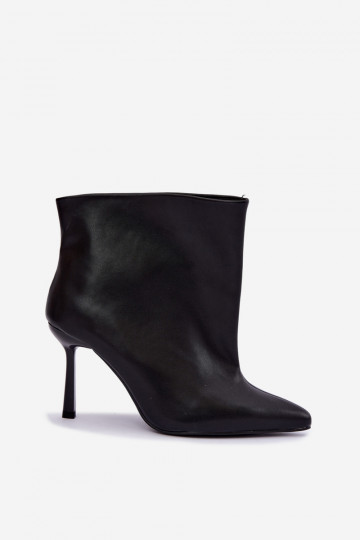 Stivaletti slip-on con tacco sottile in pelle sintetica nera Kamea 2