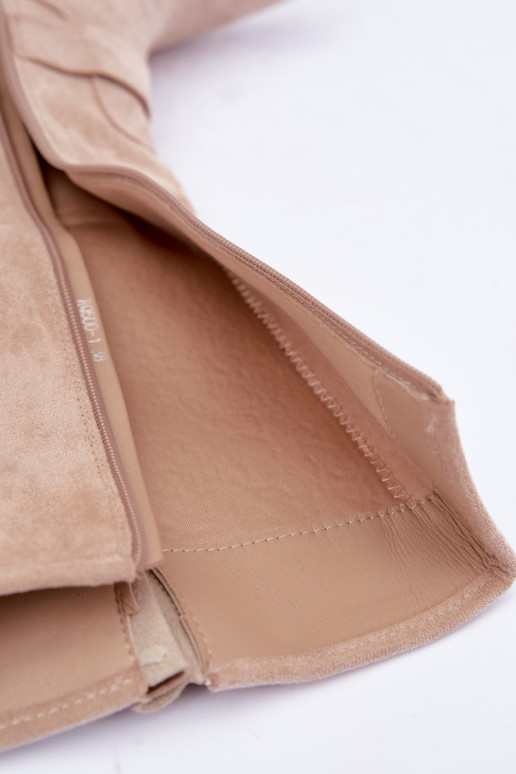 Stivali alti in stile cowboy con tacco e fibbie color avorio Fivelle