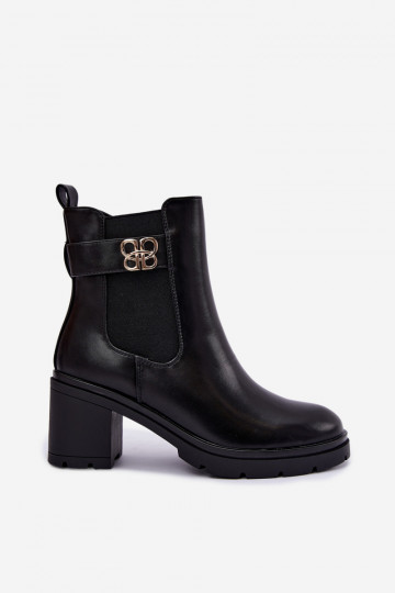 Stivaletti caldi e stilosi con cinturini decorativi in nero Irelina 2
