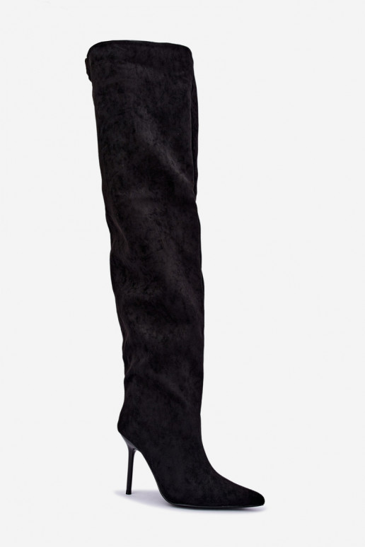Stivali alti da donna con tacchi sottili color nero Aderelle