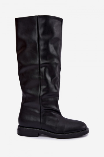 Stivali alti slip-on con tacchi larghi in nero Pavellea 2