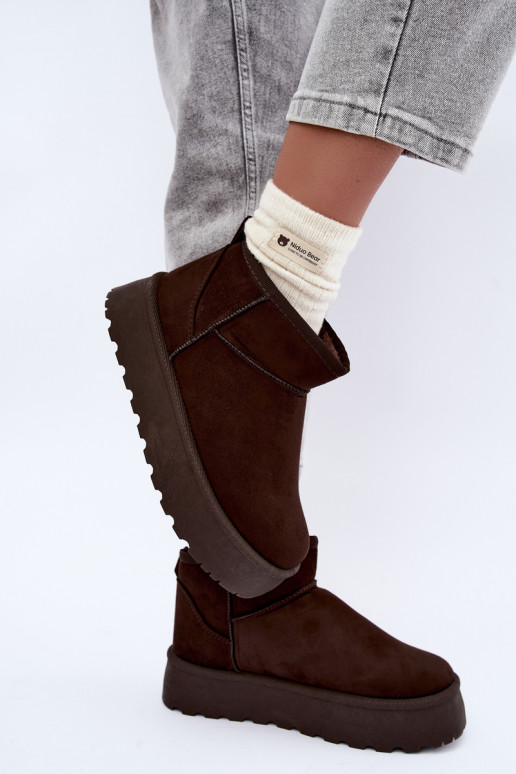 Stivali da neve in finta suede con piattaforma color marrone scuro Corcoran