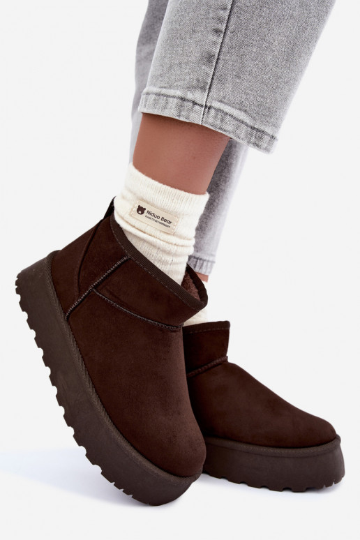 Stivali da neve in finta suede con piattaforma color marrone scuro Corcoran
