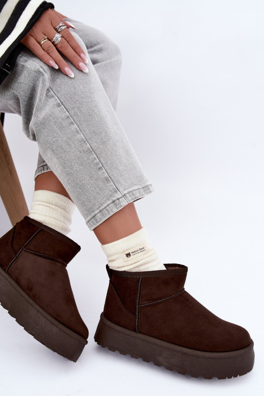 Stivali da neve in finta suede con piattaforma color marrone scuro Corcoran