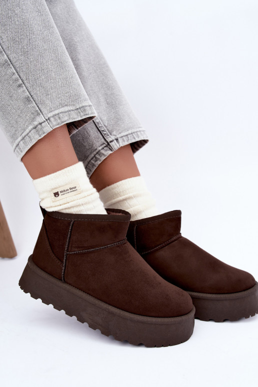 Stivali da neve in finta suede con piattaforma color marrone scuro Corcoran