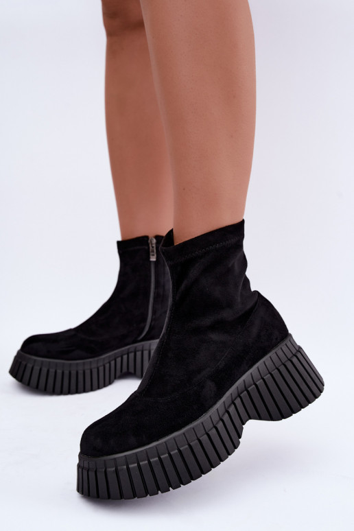 Stivaletti neri con piattaforma in suede sintetico Elmorine