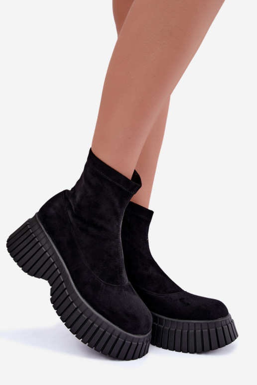 Stivaletti neri con piattaforma in suede sintetico Elmorine