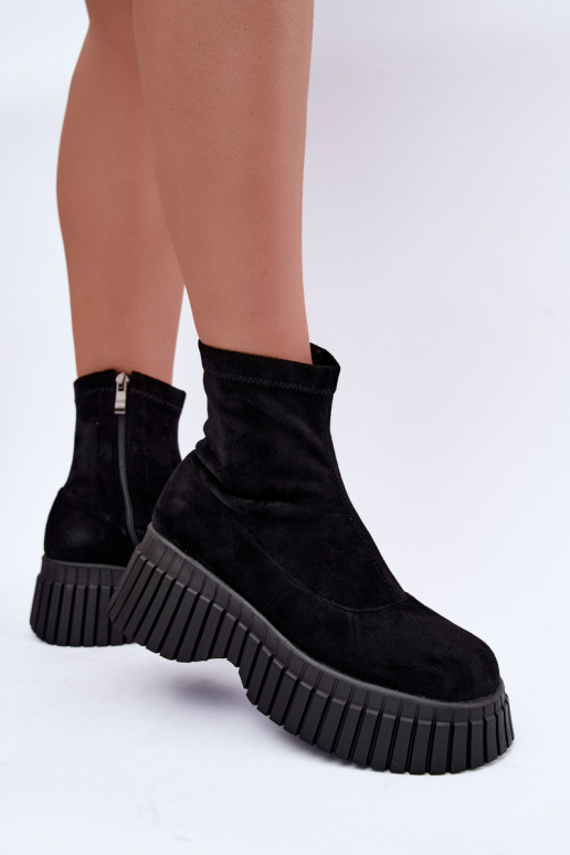 Stivaletti neri con piattaforma in suede sintetico Elmorine