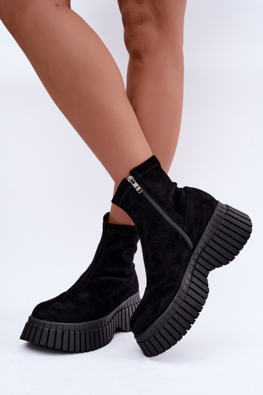 Stivaletti neri con piattaforma in suede sintetico Elmorine