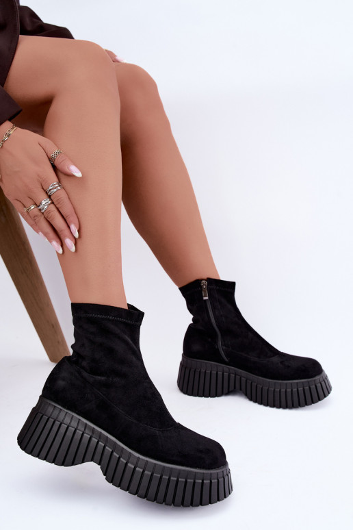 Stivaletti neri con piattaforma in suede sintetico Elmorine