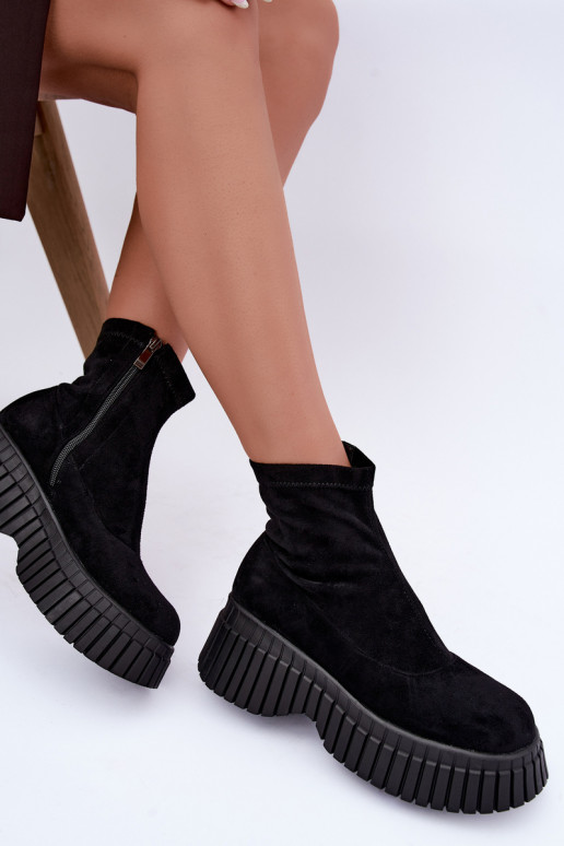 Stivaletti neri con piattaforma in suede sintetico Elmorine