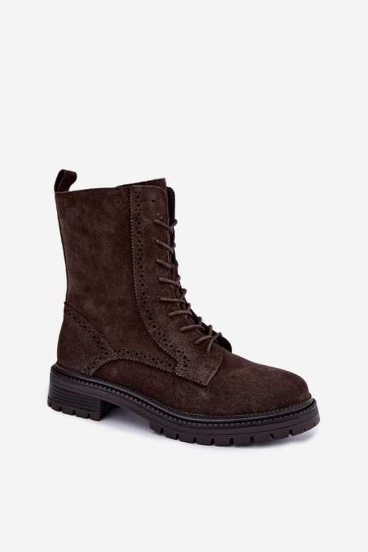 Stivaletti con lacci foderati in suede sintetico Czekoladoje Rasvena