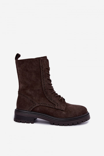 Stivaletti con lacci foderati in suede sintetico Czekoladoje Rasvena 2