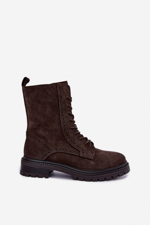 Stivaletti con lacci foderati in suede sintetico Czekoladoje Rasvena