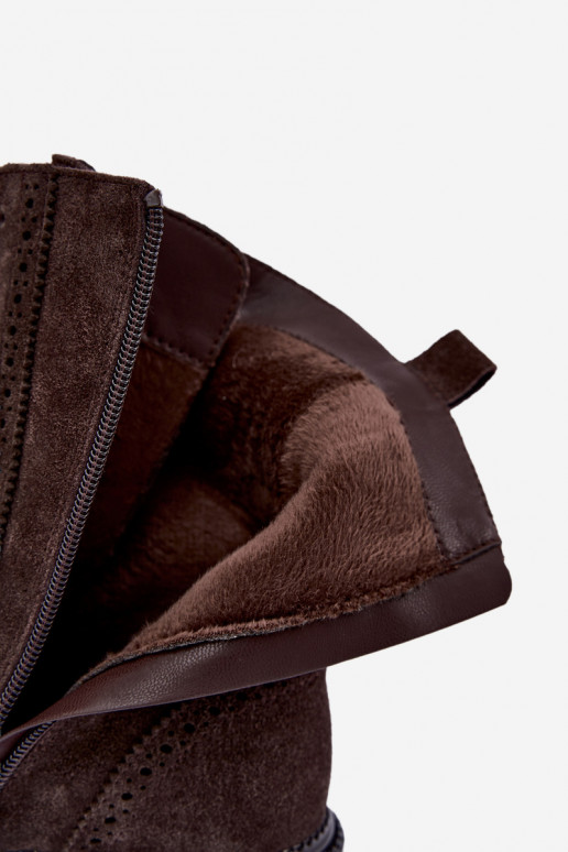 Stivaletti con lacci foderati in suede sintetico Czekoladoje Rasvena