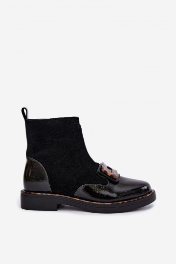 Stivali in suede neri con fibbia decorativa 2